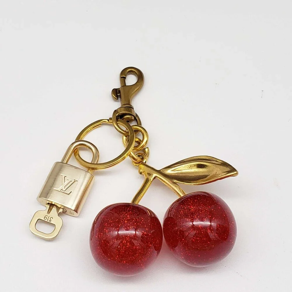 Louis Vuitton Gold Padlock 🔒 Key Set Authentic LV w/ Unbranded Cherry Keychain